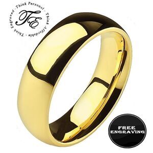 Personalized Men's Gold Titanium Wedding Ring - Wedding Ring For Guys